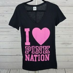 Victoria's Secret "I Love Pink Nation" V-Neck Tee